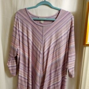 Purple Multicolored striped 3/4 sleeve top